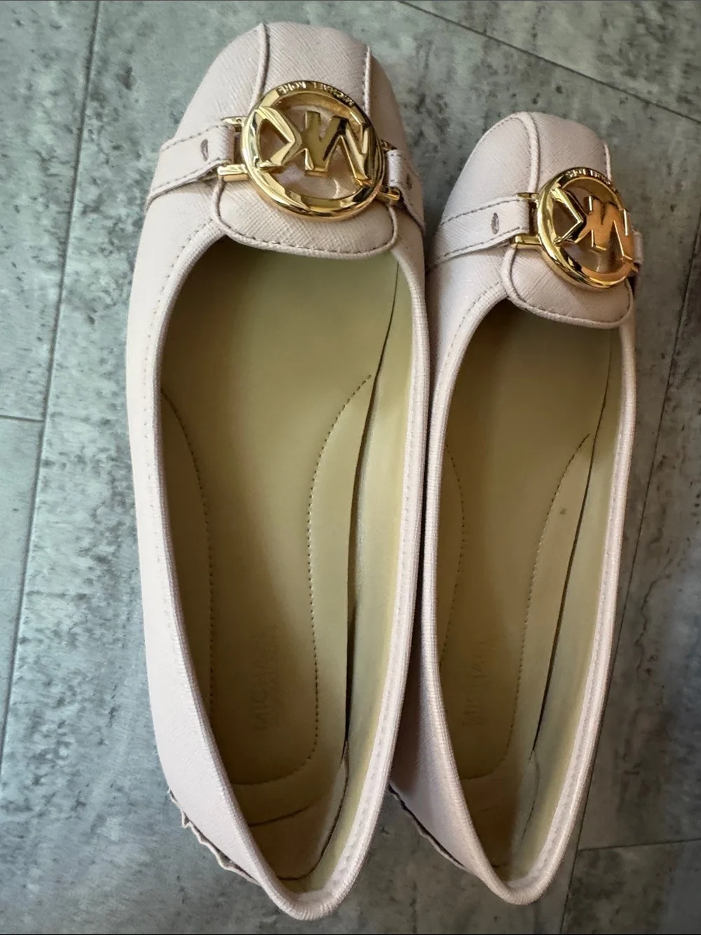 Michael Kors Nude Pink Ballet Flats with Gold MK Logo
